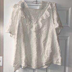 torrid Ivory Lace Ruffle Short-Sleeve Blouse